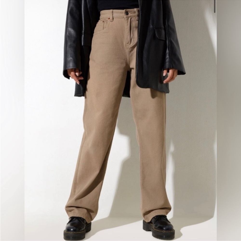 MOTEL DENIM Tan Jeans Slit Leg Sz Small 31” Inseam